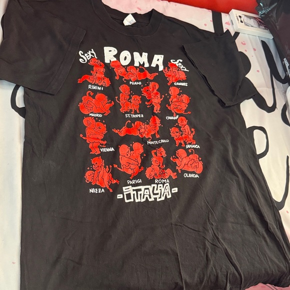 unbranded Other - Vintage Black *Sexy-xxx* Roma Italia Graphic T-Shirt Sz Xxl